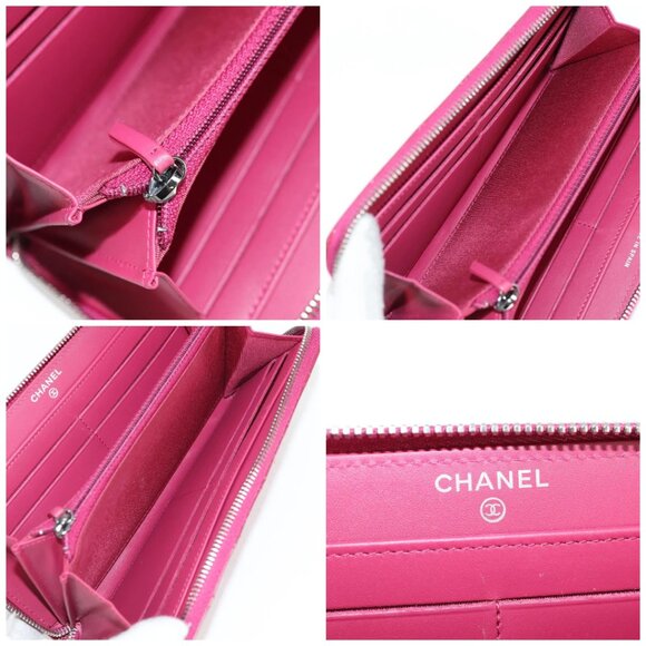 CHANEL Matelasse Brilliant Long Wallet Enamel Pink Silver CC - Picture 13 of 16